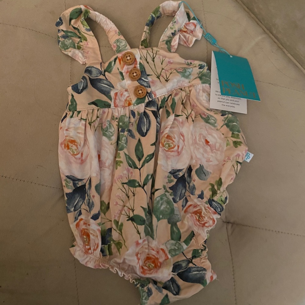 posh peanut rose romper onesie